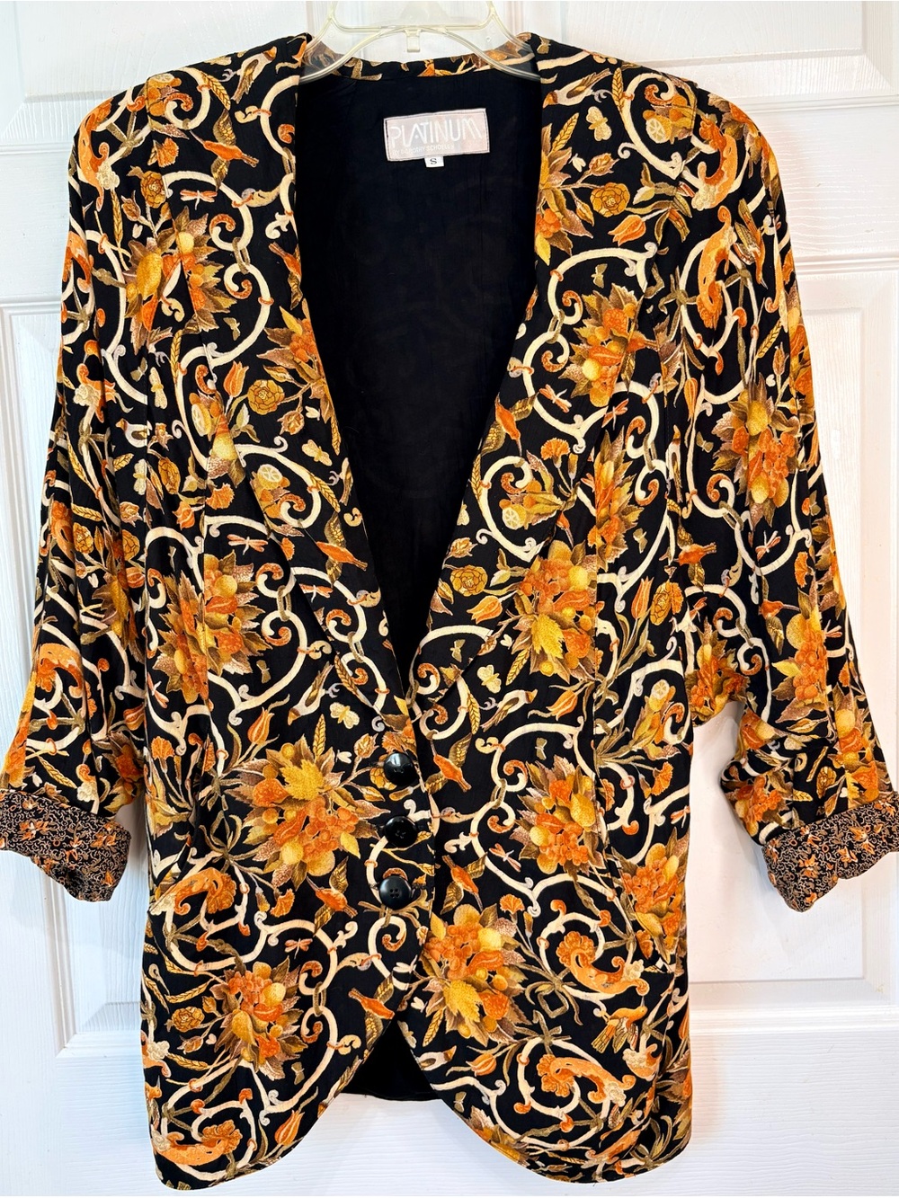 Dorothy Schoelen Platinum Shawl Collar Hummingbird Jacket Blazer Art to Wear SM